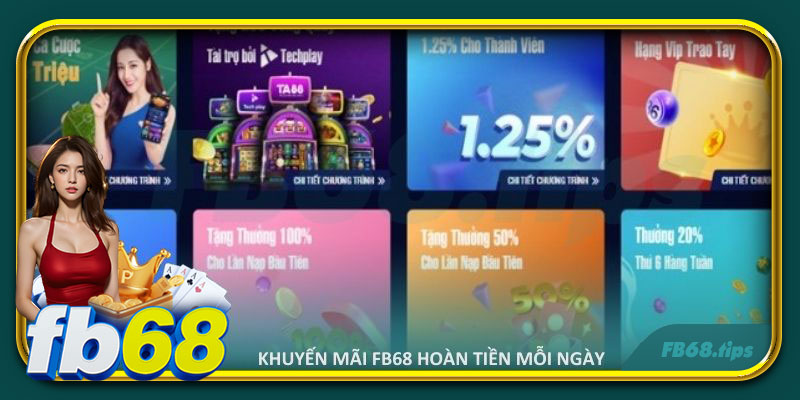 Chương trình khuyến mãi FB68 hoàn tiền mỗi ngày